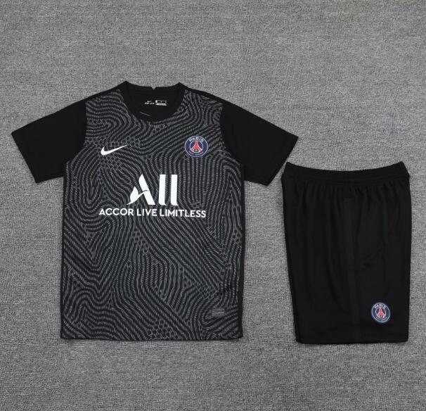 PSG Black Goalkeeper Soccer Jersey Kits (Shirt+Shorts) 2020/21